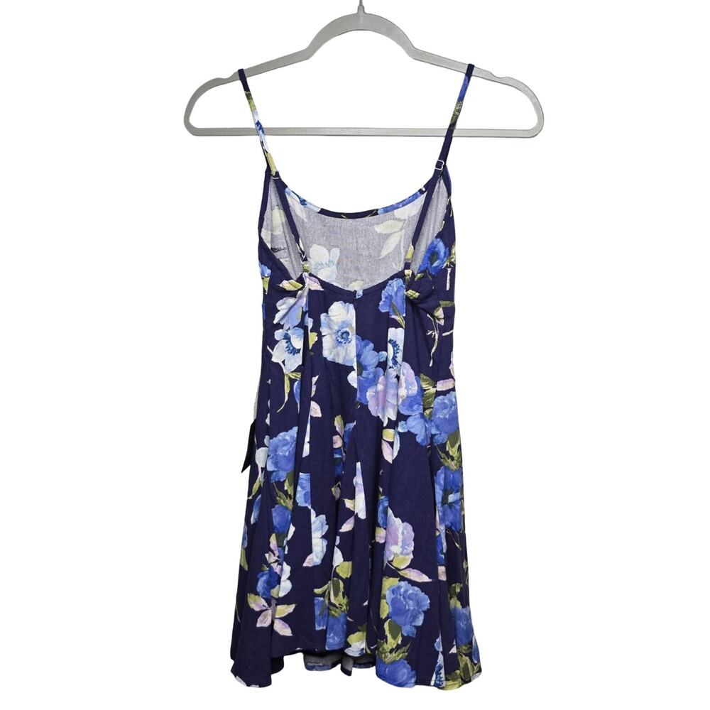 Lulus Mini Dress Womens XS Blue Floral Linen Blend Fit Flare Cottagecore NWT - Picture 7 of 16